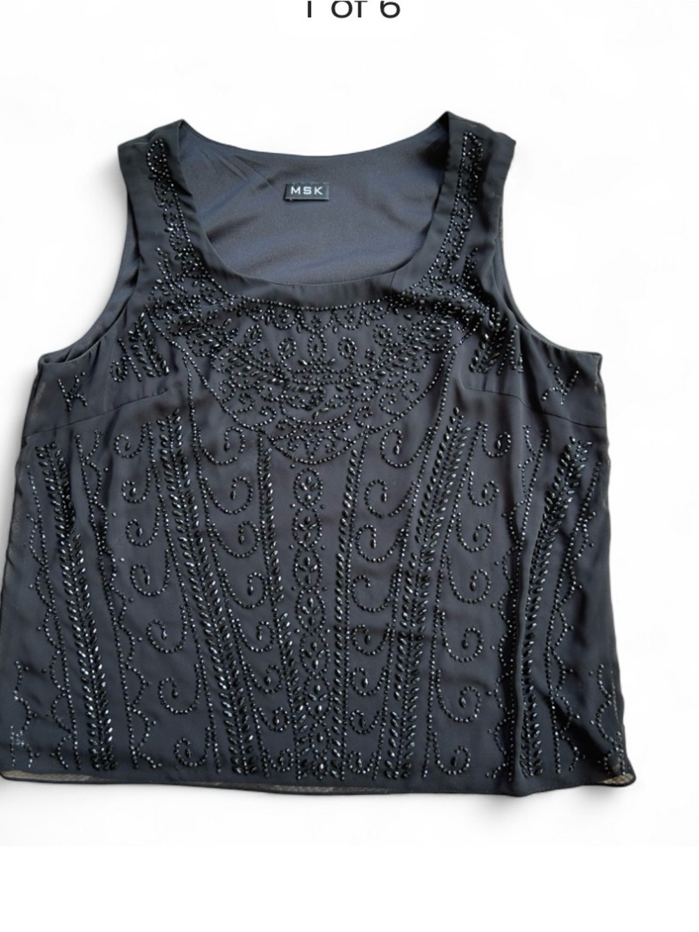 MSK Vintage Plus size Black Beaded Sleeveless Camisole
